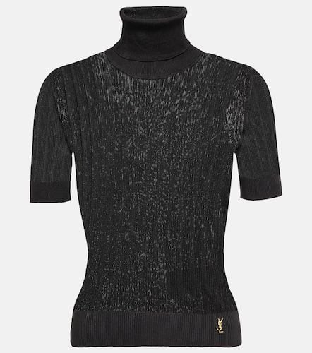 Ribbed-knit turtleneck silk top - Saint Laurent - Modalova