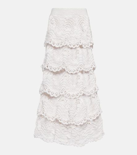 Tiered crochet cotton midi skirt - Oscar de la Renta - Modalova