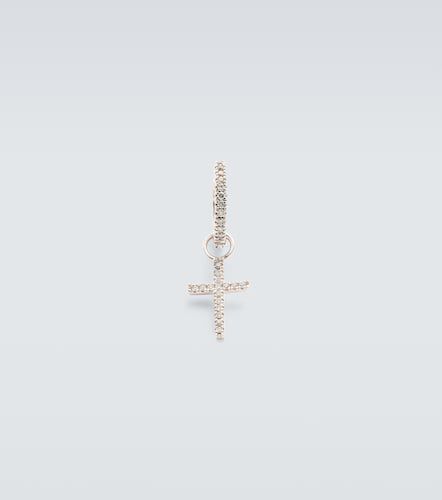 Kt white gold single hoop earring with diamonds - Mateo - Modalova