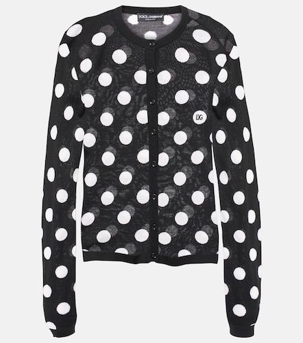 Cardigan in lana e seta a pois - Dolce&Gabbana - Modalova