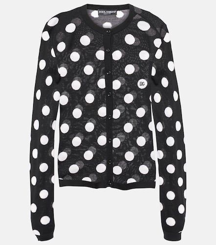 Polka-dot wool and silk cardigan - Dolce&Gabbana - Modalova