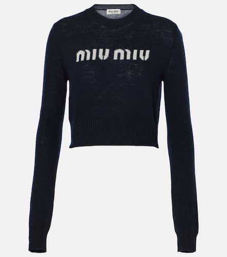 Logo intarsia wool and cashmere sweater - Miu Miu - Modalova