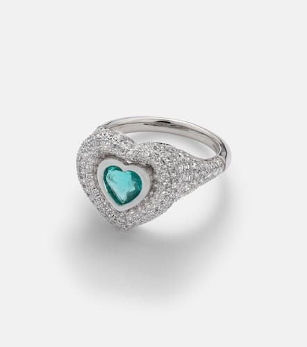 Ring Manaal 2.0 Heart Pinky aus 18kt Weißgold mit Emaille, Diamanten und Tansanit - Kamyen - Modalova