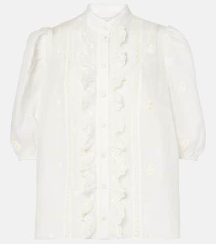 Acacia ruffled embroidered ramie blouse - Zimmermann - Modalova