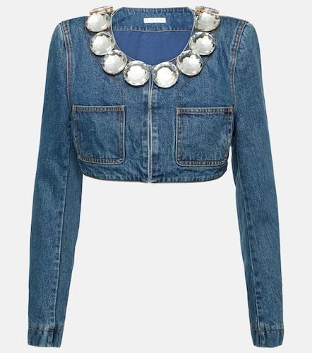 Embellished cropped denim jacket - Area - Modalova