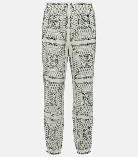 Printed high-rise cotton tapered pants - Tory Burch - Modalova