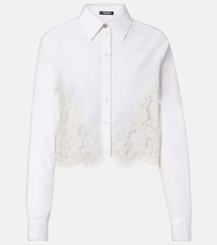 Camisa de popelín de algodón con encaje - Versace - Modalova