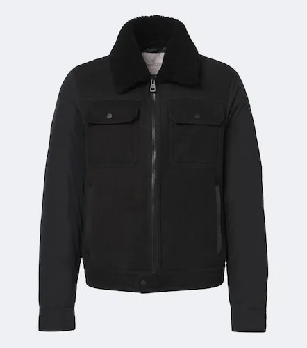 Shearling-trimmed suede down jacket - Moncler - Modalova