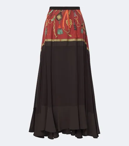 Printed ruffled silk twill maxi skirt - Etro - Modalova