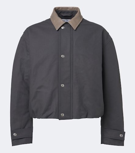 Chaqueta cropped de satén de algodón con piel - Acne Studios - Modalova