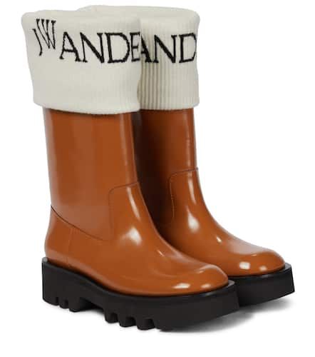 Logo-intarsia leather boots - JW Anderson - Modalova