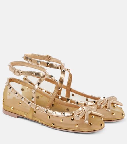 Rockstud embellished mesh ballet flats - Valentino Garavani - Modalova