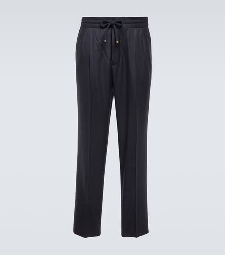 Virgin wool flannel straight pants - Brunello Cucinelli - Modalova