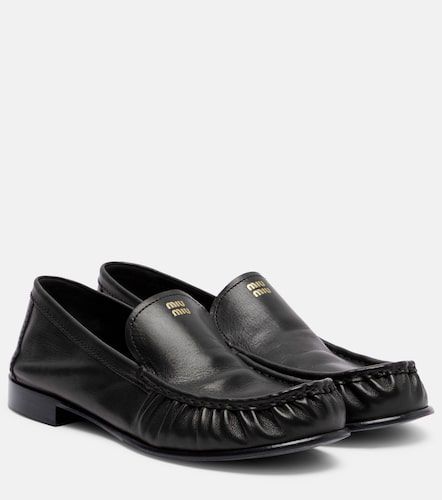 Miu Miu Logo leather loafers - Miu Miu - Modalova