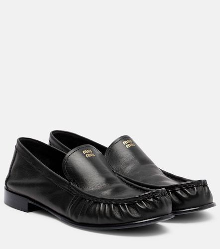 Miu Miu Mocasines de piel con logo - Miu Miu - Modalova