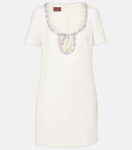 Embellished silk and wool crÃªpe minidress - Gucci - Modalova