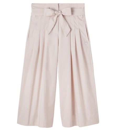 Pantalones de algodón plisados con cinturón - Monnalisa - Modalova