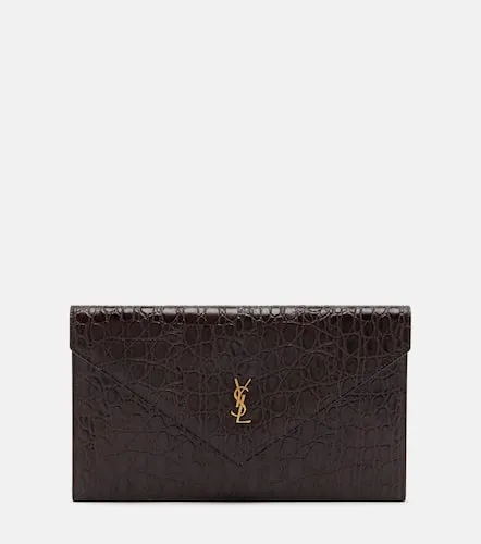 Paris croc-embossed leather clutch - Saint Laurent - Modalova