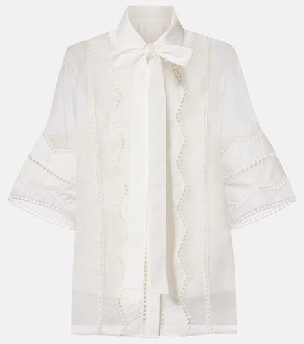 Blusa in misto cotone e seta con fiocco - Elie Saab - Modalova