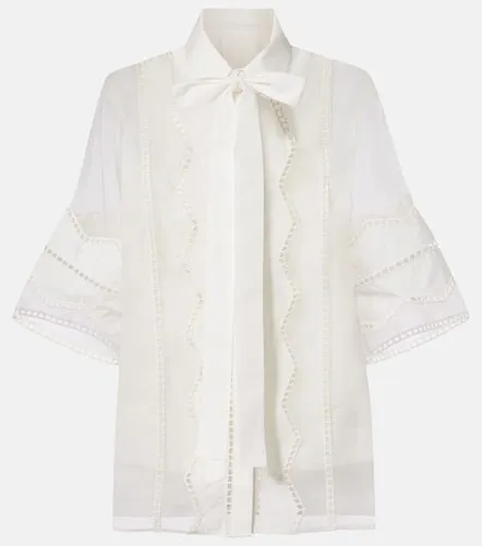 Tie-neck cotton and silk-blend blouse - Elie Saab - Modalova