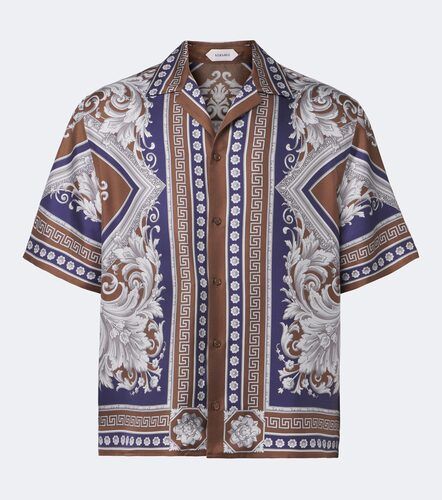 Camisa bowling Greca de sarga de seda estampada - Versace - Modalova