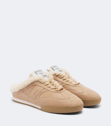 Chloé Mules Kick in suede con shearling - Chloe - Modalova