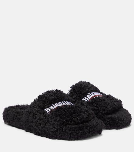 Furry faux shearling slides - Balenciaga - Modalova