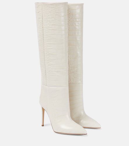 Croc-effect leather knee-high boots - Paris Texas - Modalova