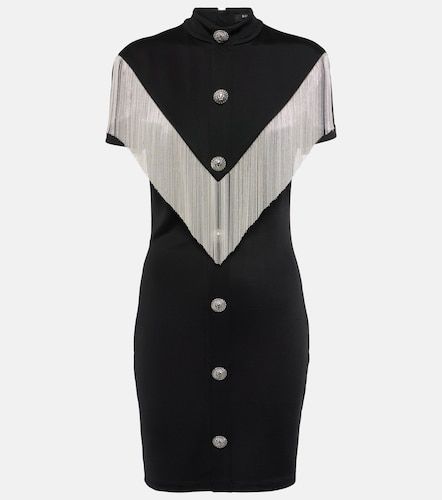 Abito corto in jersey con frange - Balmain - Modalova