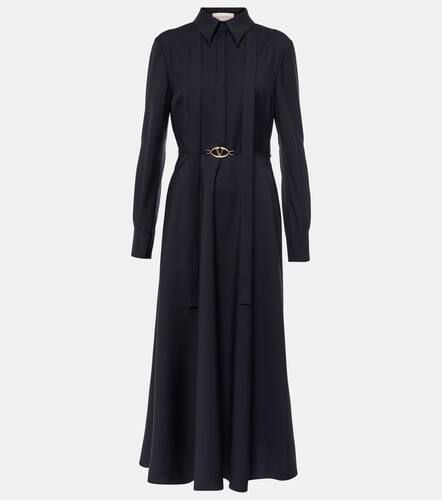 Belted logo wool-blend midi dress - Valentino - Modalova