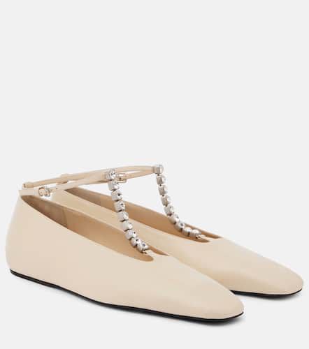 Crystal-embellished leather ballet flats - Jil Sander - Modalova