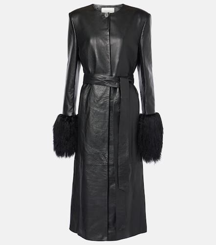 Shearling-trimmed leather coat - Magda Butrym - Modalova