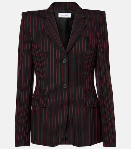 Blazer monopetto in lana a righe - Alexander McQueen - Modalova