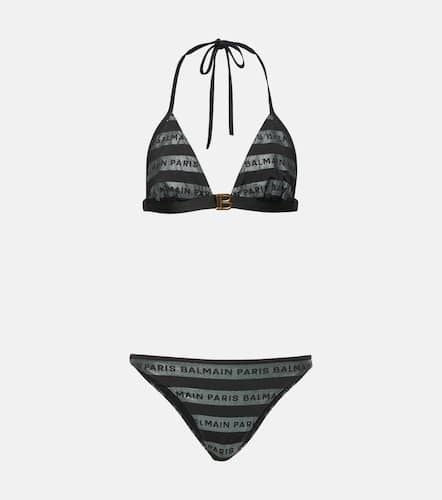 Logo striped triangle bikini - Balmain - Modalova