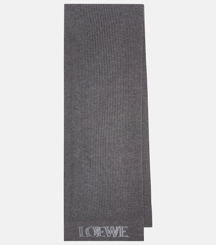 Sciarpa in maglia di lana a coste con ricamo - Loewe - Modalova
