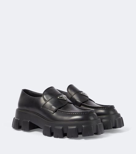 Prada Logo leather platform loafers - Prada - Modalova