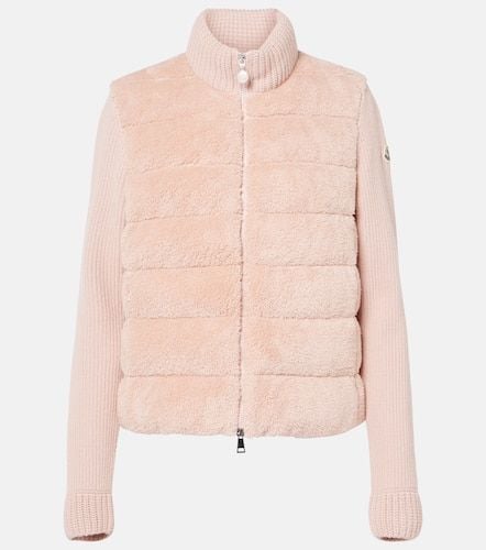 Down-paneled faux fur and wool cardigan - Moncler - Modalova