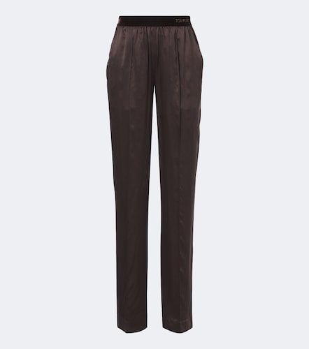 Pantaloni regular in raso di seta - Tom Ford - Modalova