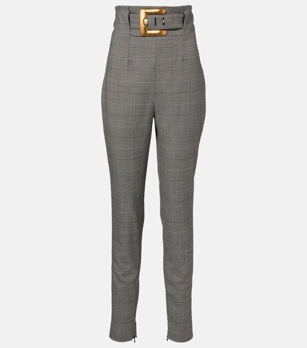 Prince of Wales wool-blend slim pants - Balmain - Modalova