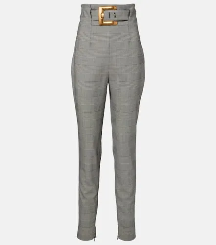 Prince of Wales wool-blend slim pants - Balmain - Modalova
