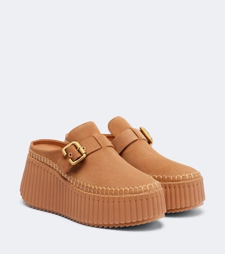 Chloe Nama leather platform mules - Chloe - Modalova
