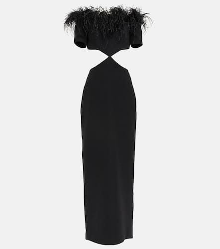 Feather-trimmed cutout crÃªpe gown - Rasario - Modalova