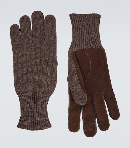 Suede-trimmed cashmere gloves - Brunello Cucinelli - Modalova