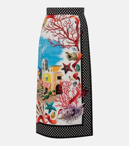Falda larga Capri de algodón estampada - Dolce&Gabbana - Modalova
