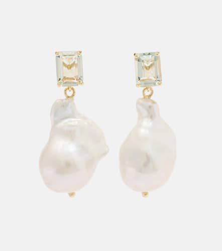 Kt drop earrings with amethysts and Baroque pearls - Mateo - Modalova