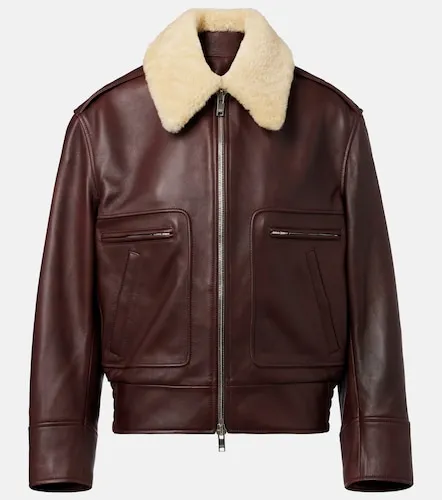 Shearling-trimmed leather jacket - Bottega Veneta - Modalova