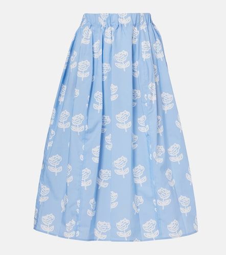 Falda midi de popelín de algodón floral - Marni - Modalova
