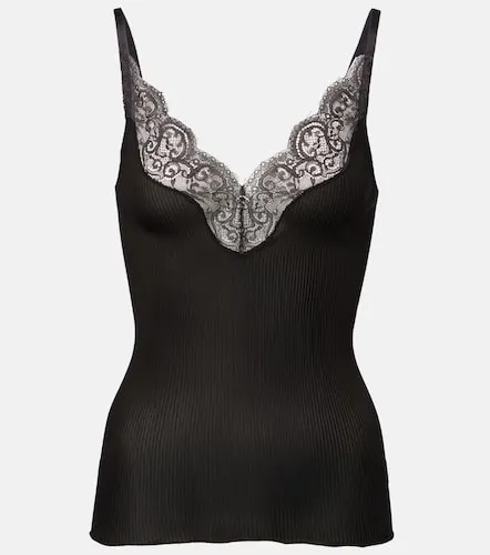 Camisole in maglia di seta a coste con pizzo - Saint Laurent - Modalova