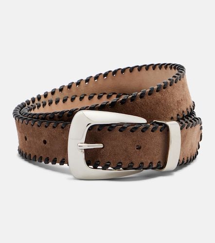 Benny leather-trimmed suede belt - Khaite - Modalova