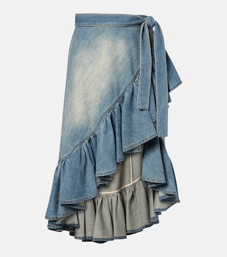 Alaia Ruffled denim wrap skirt - Alaia - Modalova